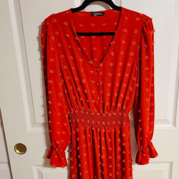 Spring/Summer Maxi Dress, Size Medium, Color Orange and Red - Picture 1 of 3